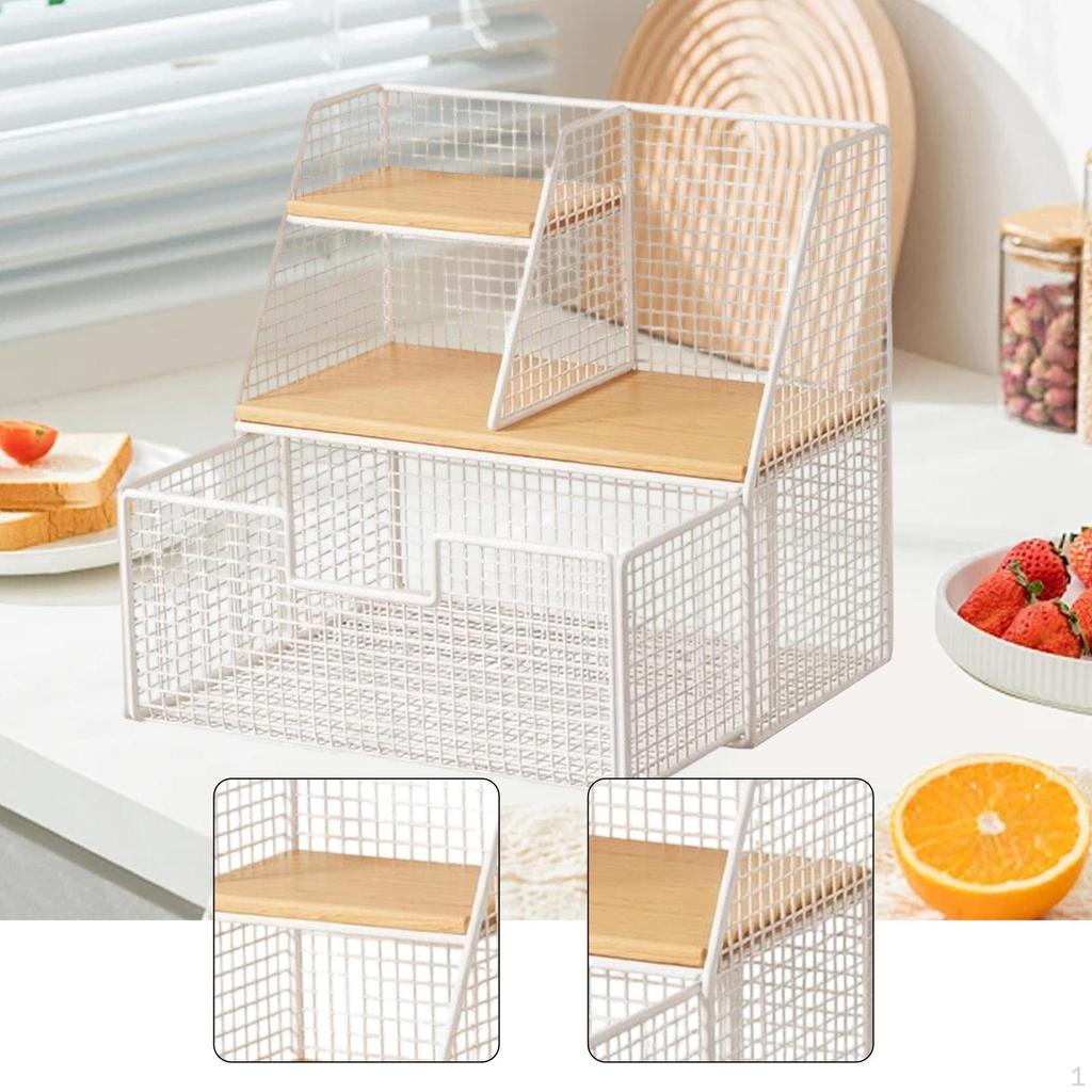 Organizer Station with Compartment Display Stand Storage Holder Rack for Pantry Dorm Cabinet