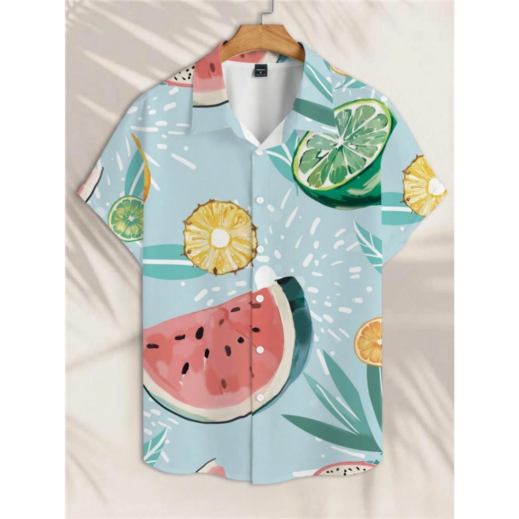 2025 New Summer Daily Fashion Short-sleeved Shirts 3D Flower-printed Men's Casual Shirts Outdoor Beach Hawaiian Style Shirts