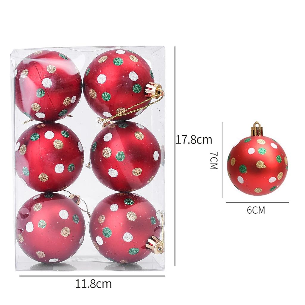 30/6pcs Electroplating Glitter Christmas Balls Color Painting Xmas Tree Hanging Ball Pendants Ornament New Year Party Home Decor