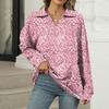 Women's Summer Fashion Casual  Printed V-Neck Long Sleeve Shirt Top