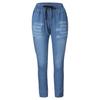 Frauen Sommer Elastische Plus Lose Denim Casual Kordelzug Plus Cropped Jeans