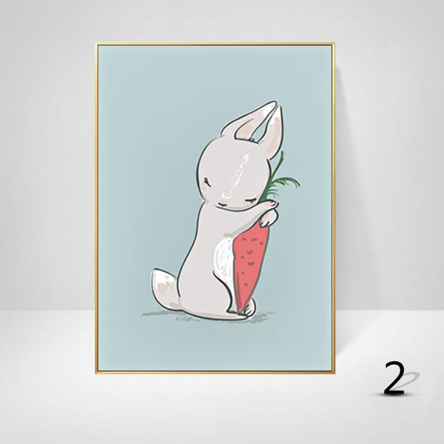 Cartoon Animal Canvas Painting Elephant Rabbit Balloon Children's Room Decorative Painting Creative Art Hanging Painting