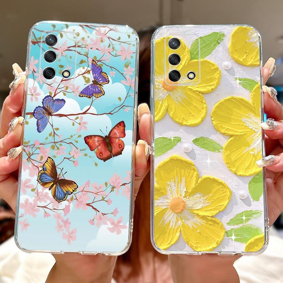 For Oppo A74 4G Case Reno 6 Lite CPH2365 Cute Cat Lion King Painted Cover Soft Slim Phone Case For Oppo A95 A 74 Reno6 Lite Bags