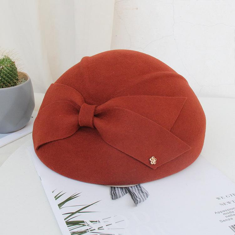 Hat Women'S Autumn And Winter Wool Stewardess Hat Beret British Vintage Versatile Top Hat Fashion Trend