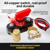 Full Copper Car Battery Disconnect Switch with LED Indicate Light 12-24V Bidirectional Rotating Power Cut Off, Universal Side Post