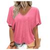 Pleated Vneck Womens Shirt Tshirt Loose Fit Short Sleeves Shirt