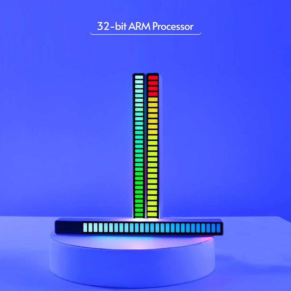 RGB Sound Control Rhythm Lights 2 PCS 32 LED 18 Colors Audio Spectrum Mode 5 Levels of Speed 4 Levels of Brightness TYPE C USB Portable Voice