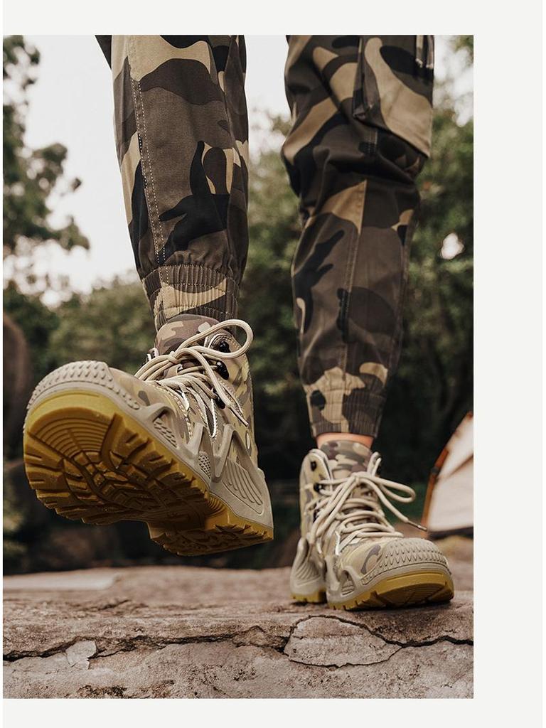 Men's High-Top Camouflage Martin Boots, Size 46: Non-Slip, Height-Boosting Tactical Hiking Shoes