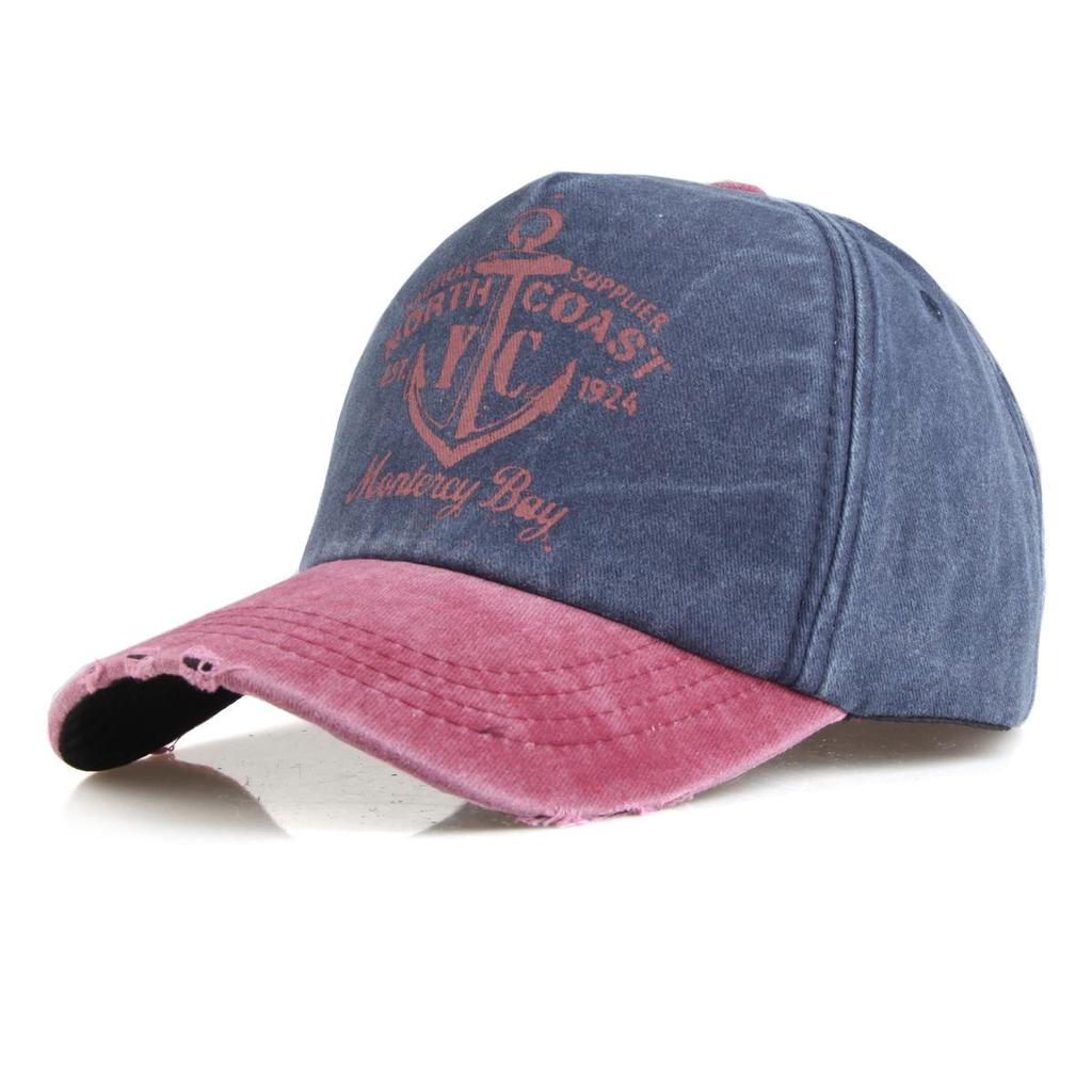 Vintage American Lettering Baseball Cap with Sun Protection In Washed Style