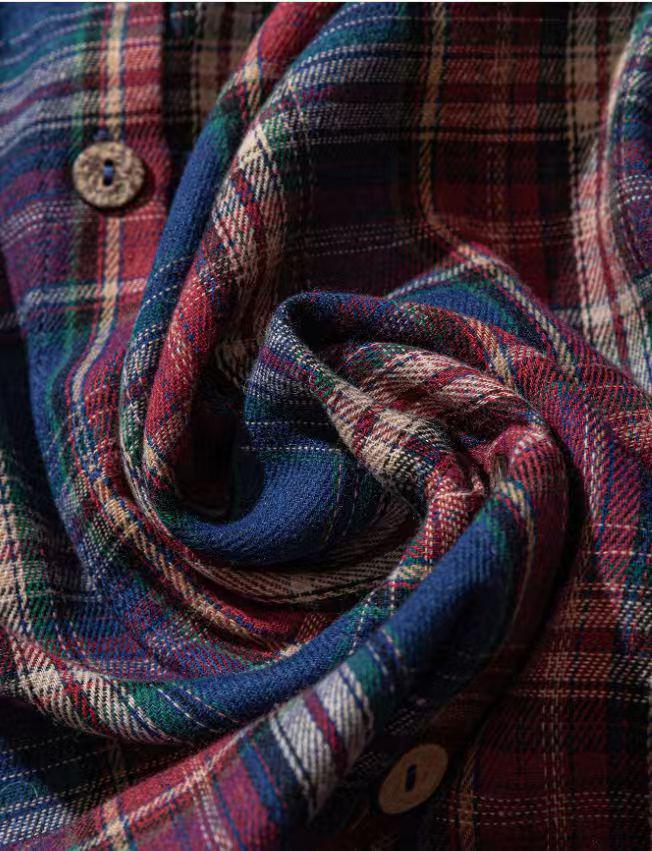 2025 Summer Plaid Lapel Puff Sleeve Casual Shirt (Short Sleeve, Loose Fit)