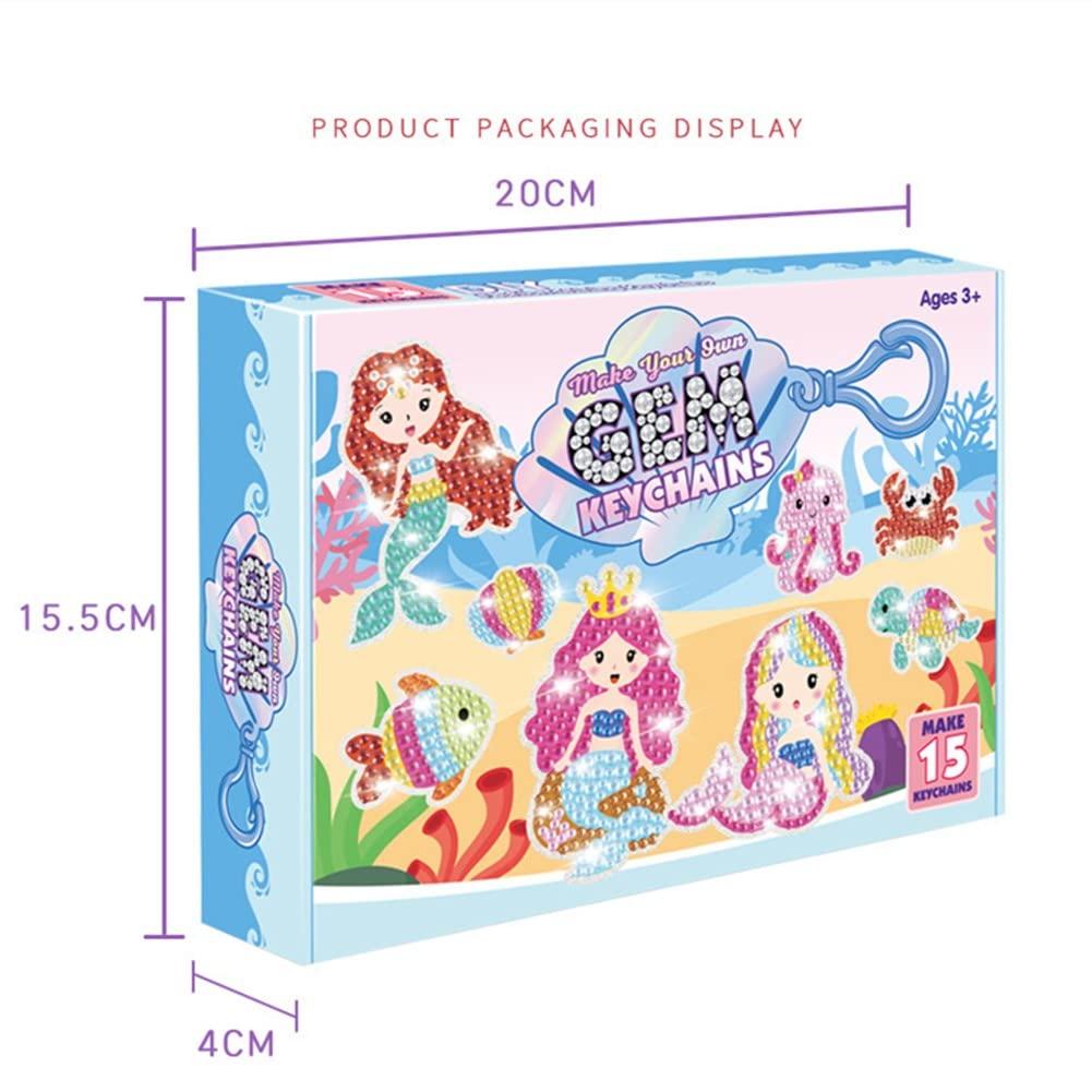 Diamond Art Keychain 15 Types of Diamond Bead Handmade DIY Key Wallet Key Bag 5D Mosaic Diamond Painting Keychains for Decorative Painting Metal