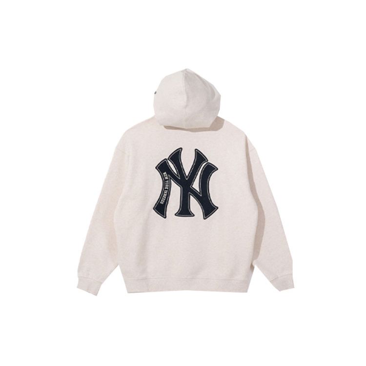 New Era X MLB Collaboration New York Yankees Letter Logo Pullover Hoodie Unisex sweatshirt Oatmeal 13781158