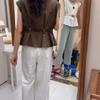 Chic Women's Summer Commuting Set: Sleeveless Round Neck Top & Wide-Leg Pants