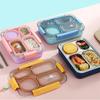 Stainless Steel 4 Divided Compartments Bento Lunch Box Kids Insulated Lunch Box for School Office Kitchen Food Storage Container