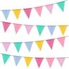 MIDELONG 24 Flags Imitated Burlap Pennant Banner, Multicolor Fabric Triangle Colorful Rainbow Flag Bunting for Party Birthday Festival Classroom