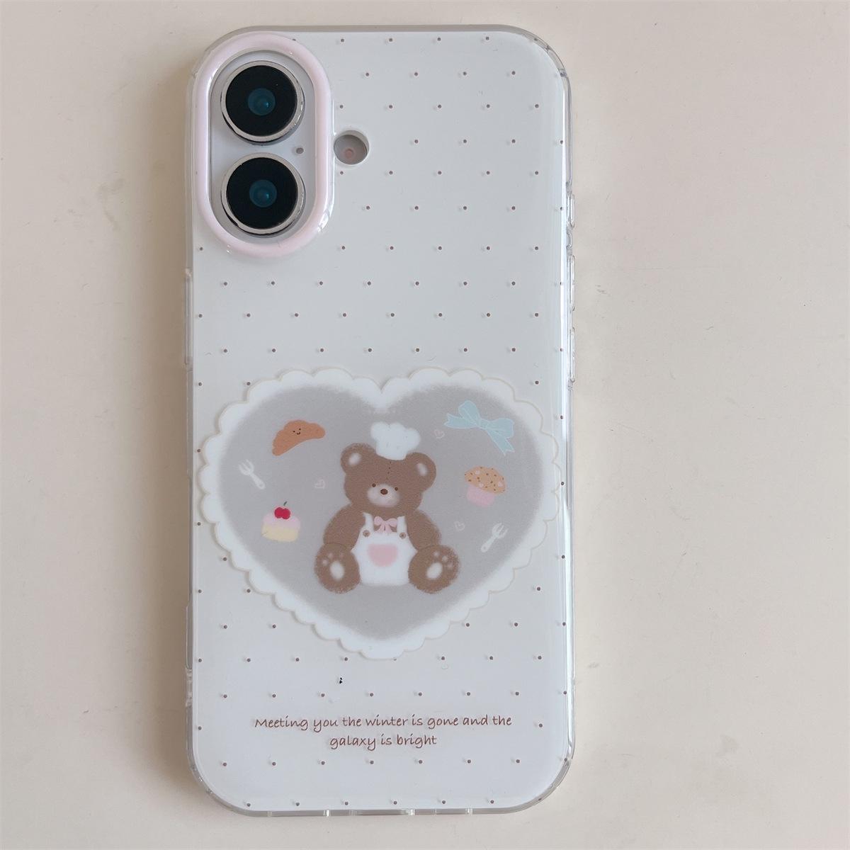 

Cartoon Love Heart Bear Anti-drop Phone Case for iPhone 14/13/12/11 Pro Max - Women s Cover iPhone 15 Pro Max