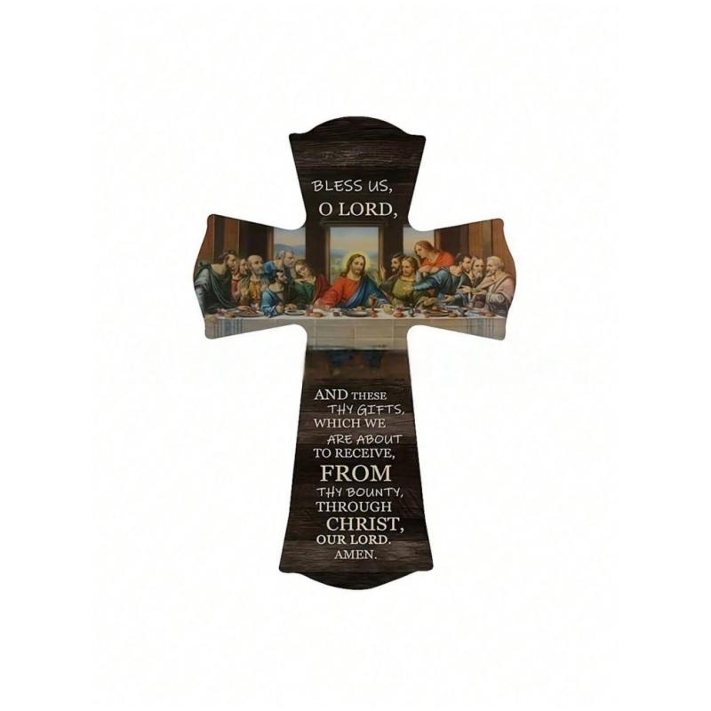 1pc cross wall sign, wooden plaque, solid wood decorative cross, two styles, suitable for bedroom, living room, kitchen, home de