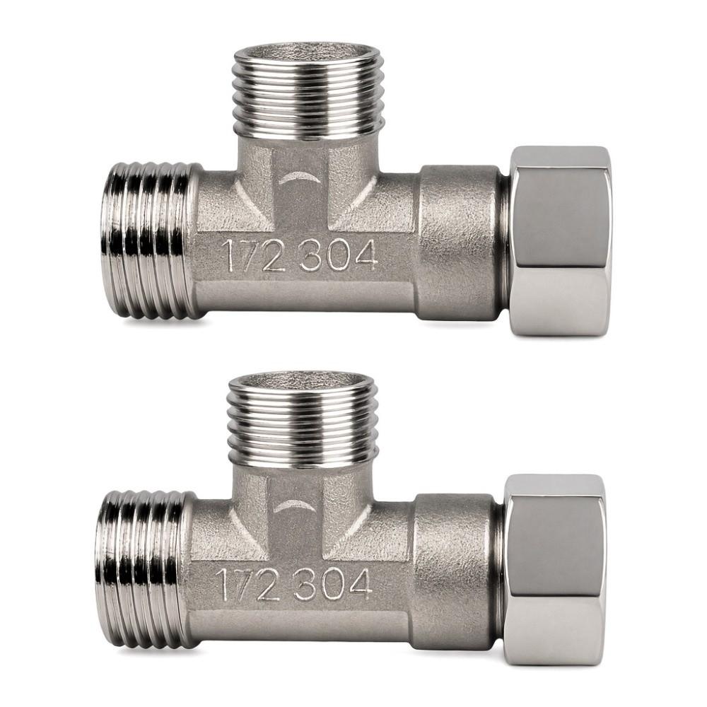 2PCS Stainless Steel Pipe Joint 3 Way 3 Way Diverter Durable Water Pipe Connector  Home Water System