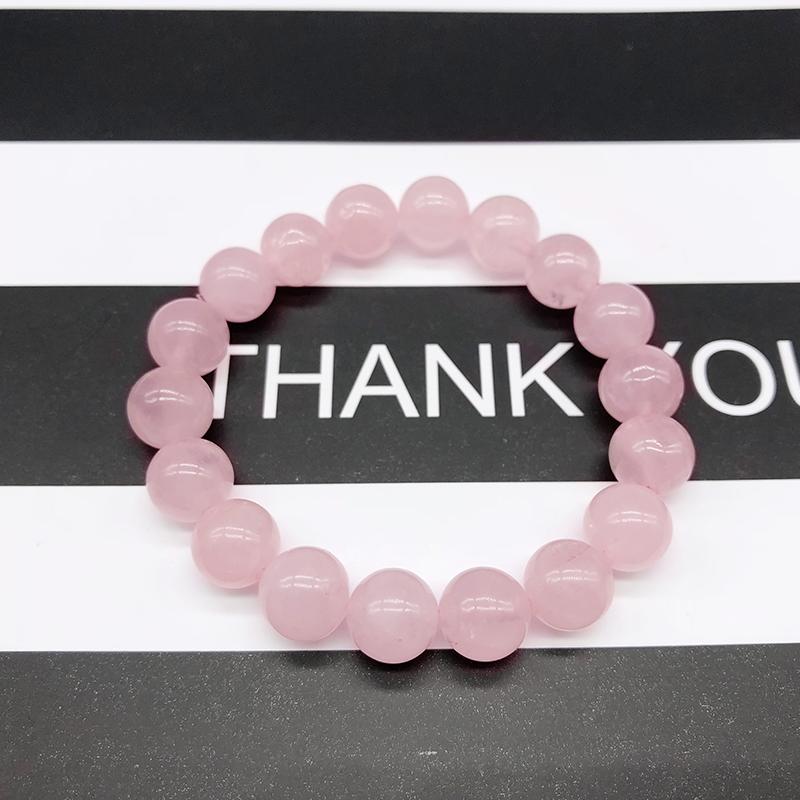 Pink Rose Powder Crystal Quartz Natural Stone Streche Bracelet Elastic Cord Pulserase Jewelry Beads Lovers Woman Gift