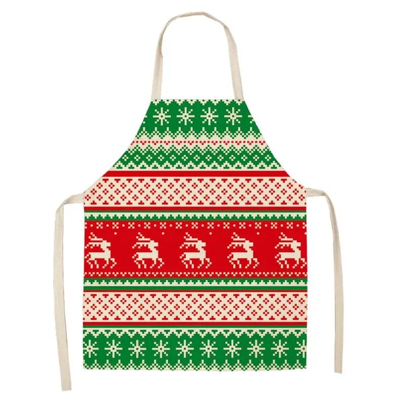 

2022 Christmas Moose Print Kitchen Apron Unisex Home Cleaning Tools Barbecue Baking Accessories Restaurant Workwear Anti-dirty 47x38cm