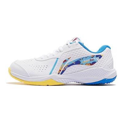 Li Ning Thunder Junior Bekväma Slitstarka Badminton Träningsskor Barnskor Vit Blå AYTT014-6