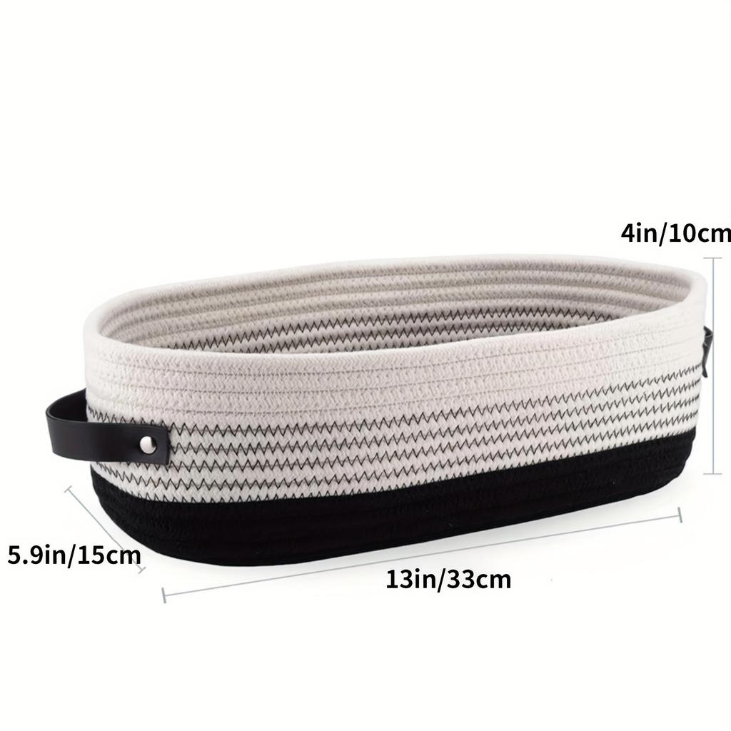 Heißer Verkauf Elegante Ovale Ledergriff Baumwollseil Spielzeug Badezimmer Aufbewahrungskorb Aufbewahrungskorb Aufbewahrungskorb