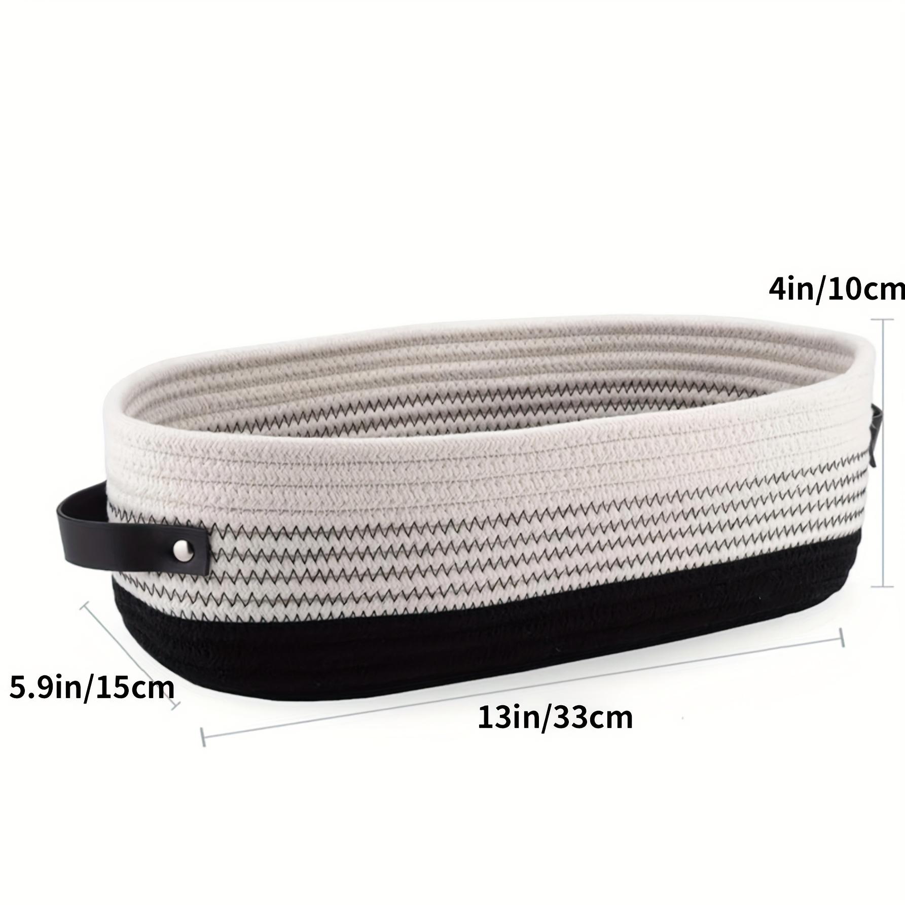 Hot Selling Elegant Oval Leather Handle Cotton Rope Toy Bathroom Storage Basket Storage Basket Storage Basket 3690₽