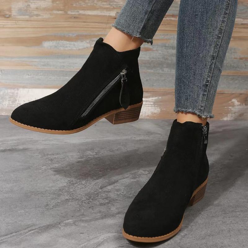 Fashion New Style Luxury Women Boots Autumn Suede Boots Women Fashion Plus Size 43 Platform Side Zipper Heeled Ankle Boots Zapatos Mujer