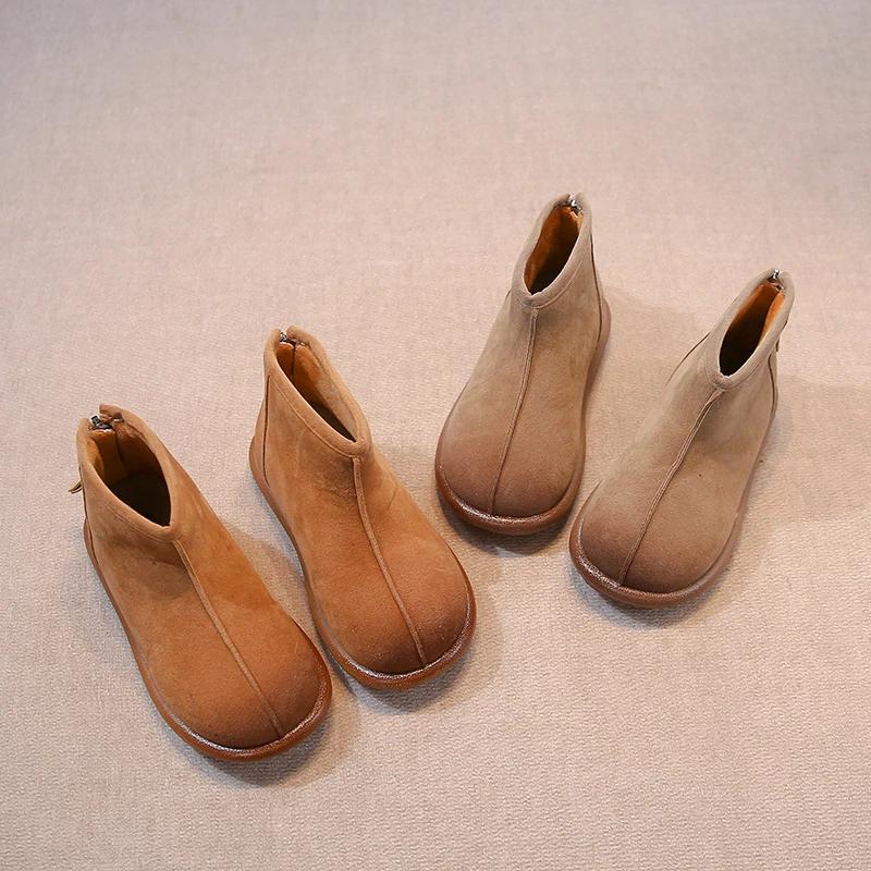 2024 Children Leather Shoes for Girls Winter New Fashionable Korean Style Soft Bottom Anti-slippery Versatile Chic Casual Boots