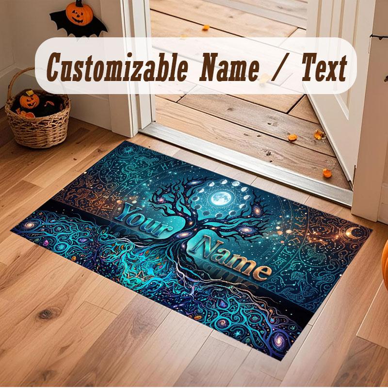 Nature Library Travel Theme Crystal Velvet Floor Rug Personalized Custom Name Text Warm Carpet Home Decoration
