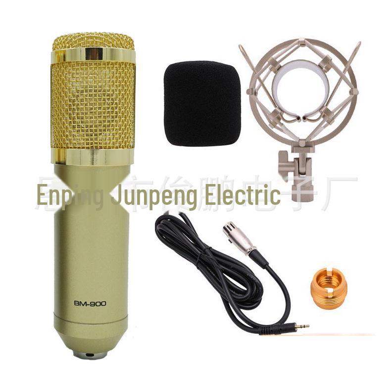 

Конденсаторный микрофон BM-900: Компьютерная запись, караоке, трансграничная горячая распродажа mesh head + metal shock mount золотой