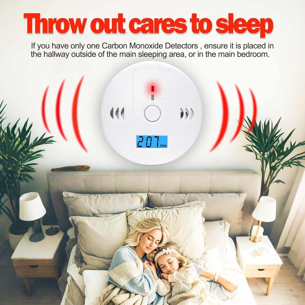 Carbon Monoxide Detectors Co Detector Battery Powered With LCD Display For Home