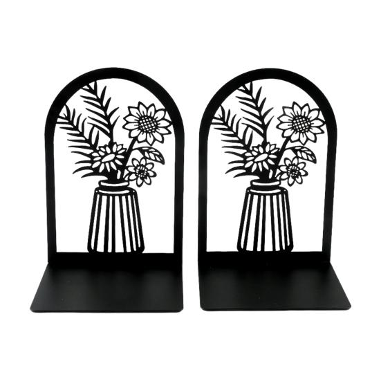 

2 шт. Подставки для книг для книжных полок, полые, с резным узором, вазы, подставки для книг, Г-образный дизайн, противоскользящий держатель для книг F