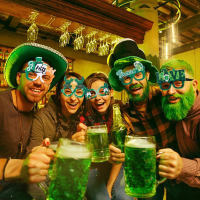 St. Patricks Day Glasses Shamrock Green Cartoon Letter Decor Unisex Party Hat Beer Eyewear Photo Prop Costume Accessories