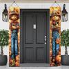 2PCS Fall Porch Sign Scarecrow Porch Banner Autumn Harvest Door Decoration Thanksgiving Front Door Decor Rustic Farmhouse Vertical Outdoor Hanging