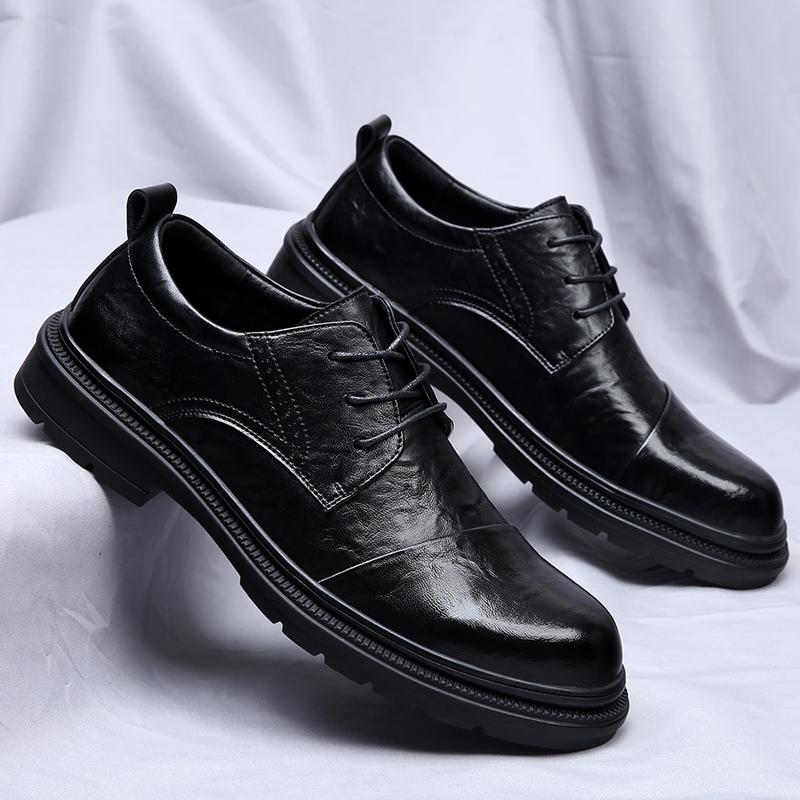 Spring High End Men's Casual Leather Business Office Shoes Designer Oxford Shoes Comfortable Soft Soled Fashion Flat Shoes