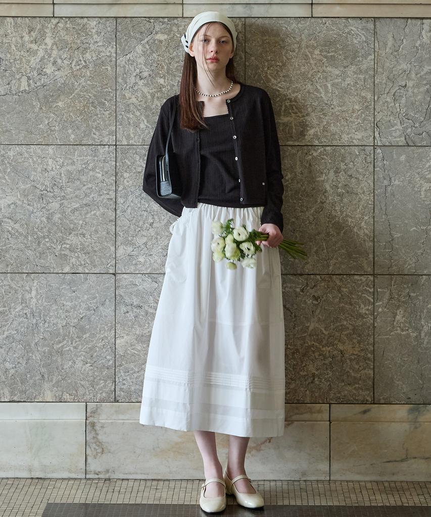 Tudment Pintuck Flare Skirt Ivory