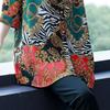 Large Size Shirt Women's Mid Length Chiffon Floral Shirt Summer Sun Protection Shirt T-shirt