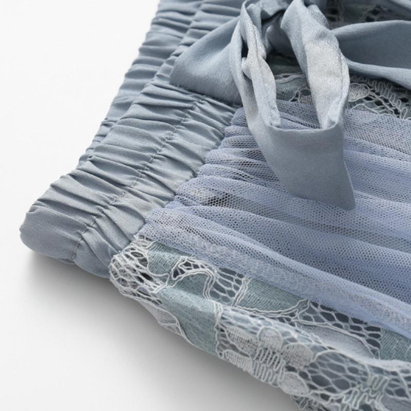 Spring New Style All-match Bow Tie High Waist Lace Embroidered Stitching Mesh Skirt Princess Style Tutu Skirt