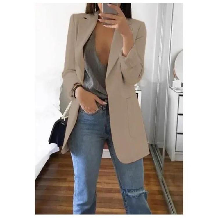 Plus Size Blazer Cardigan For Women Autumn Winter Casual Overcoat Solid Lapel Jacket Large Topcoat