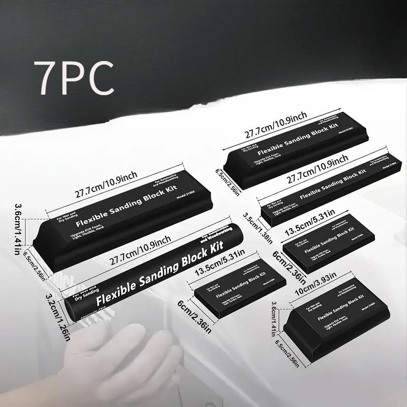 Набір шліфувальних брусків 7/12 шт. з наждачним папером PSA – Гнучкі шліфувальні бруски з піни EVA для вологого/сухого шліфування кузова автомобіля, деревообробки та ремесел