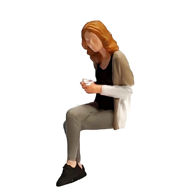 Decorative Resin Miniature People Models 1:64 Size Sitting Figure Sculpture Suitable for DIY Projects & Family Activity
