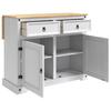 Kitchen Trolley 2 pcs White and Honey Wax 112 x 70 x 91.5 cm