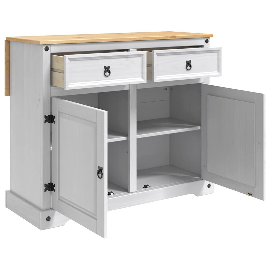 Kitchen Trolley 2 pcs White and Honey Wax 112 x 70 x 91.5 cm