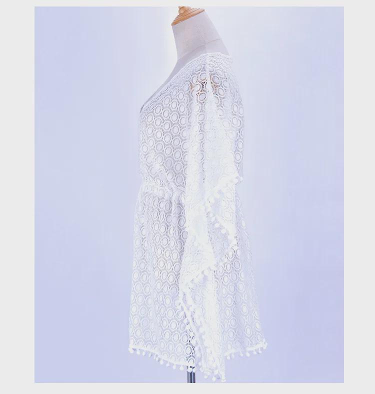 Strand-Überwurf für Damen: Badeanzug-Cardigan mit ausgehöhlten Trägern zum Sonnenschutz, ideal für den Urlaub am Meer und in heißen Quellen.