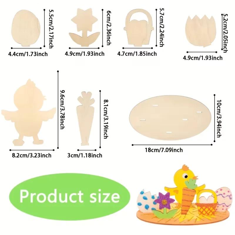 Easter Creative Wooden Handicrafts Kit Table Props Room Decorations Children's Painting Accessories Craft Supplies