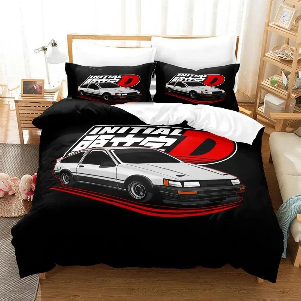 

3D Print Initial D AE86 Bedding Set Duvet Cover Bed Set Quilt Cover Pillowcase Comforter king Queen Size Boys Adult Bedding Set EU Single 135x200cm