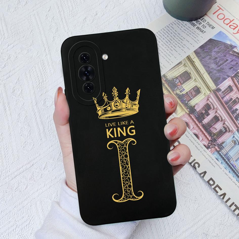 Case For Huawei Nova 7 8 9 10 Pro SE 11 Pro 5T 4E 7i 8i Soft Liquid Silicone Matte Shockproof Protective Cover Luxury Crown Letters For Huawei Bumper