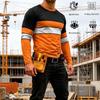 Uniforme de Trabalho Listrado de Cores Vibrantes de Alta Qualidade para Outono Camiseta Masculina de Manga Longa Respirável Casual Gola Redonda Segurança