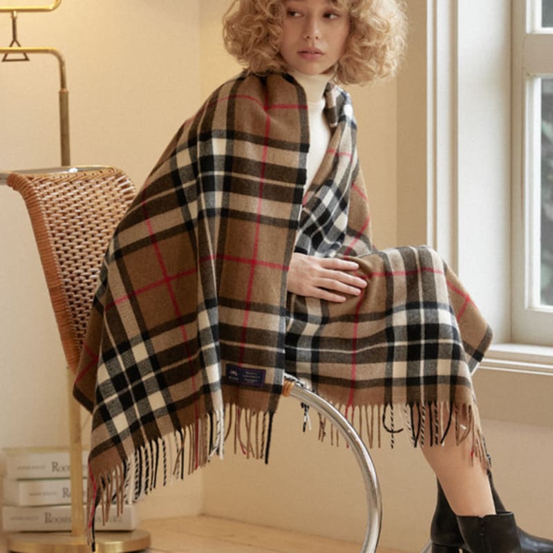 ABRAHAM MOON Merinowolle Schal 70cm - Camel Thompson